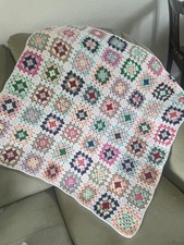 Handmade Crocheted Afghan Square Blanket NEW 