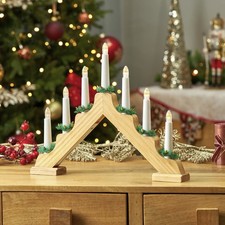 Candle Bridge Wooden Pine Christmas 7 Warm White Window Arch Decoration