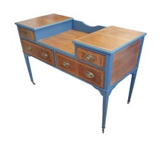 Antique Mahogany Vanity Dressing Table With Drawers & Original Brass Castors