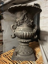 Vintage Cast Iron Garden Urn Pot Victorian Mediciform or Neo-Classical style