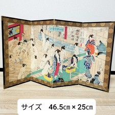 Ukiyo-e “Scene of a Women’s Bathhouse” Four-Panel Folding Screen 18.3 × 9.8 in