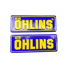 x2 OHLINS 3D Heatproof Metal Exhaust Badge Sticker Graphic Decal TWIN PACK