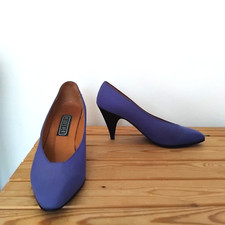 Jacques Vert Purpley Royal Blue smart court shoes mid heel Sz UK 5.5 