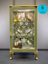 Mid Century William Morris Green & Gold Drinks / Cocktail /  Display Cabinet