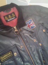 Mens Barbour International Wax Jacket Union Jack Liner Size Large