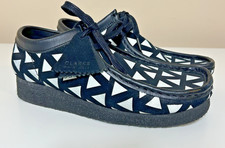 Clarks Originals Wallabee Black White Suede Shoes Chukkas US M 7 W 8.5