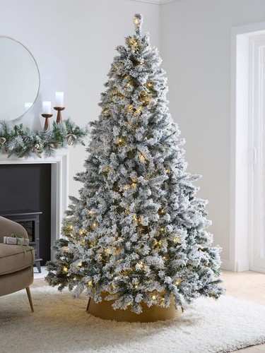 7ft flocked pre lit downswept - 7ft, pre-lit