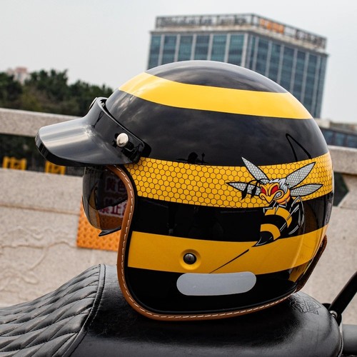 Retro motorcycle helmet yellow - retro,