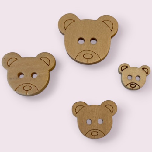 Buttons teddy bear - bear, wooden