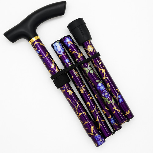 Floral walking stick foldable - stick,