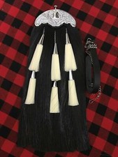 long Horse Black Hair Kilt Sporran Thistle Cantle Chrome/Piper Kilt Sporrans