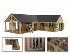 8713219362358 Wooden stable for horses with 4 boxes and washing area, 68x77x27cm