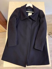 A381 ZARA COAT NAVY BLUE STUDDED APPLIQUE SLEEVE WINTER BLAZER JACKET LARGE - L