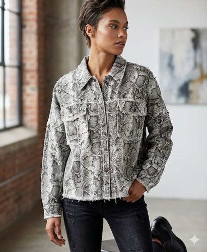 Zara snakeskin studded frayed - snakeskin,