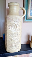 Retro Vintage West Germany Scheurich  Tall Floor Vase Swirl pattern 50cms 1970s