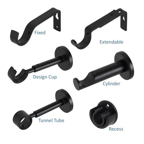 Curtain pole brackets - curtain, black