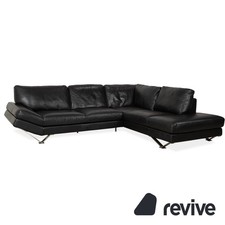 Natuzzi Relevé Leather Corner Sofa Black Sofa Couch