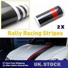 2x Car Stripes Racing Rally Front Hood Carbon 5D Fiber Decal Wrap Sticker Black