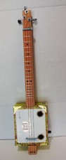 Cigar box guitar, 3 string, metal frets, piezo sound PU  (see desc)  (stk#161)