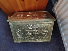 Vintage Brass warship coal box