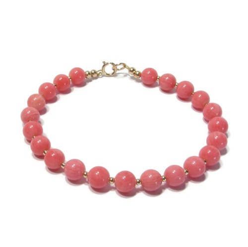 9ct gold pink coral bracelet - gold,