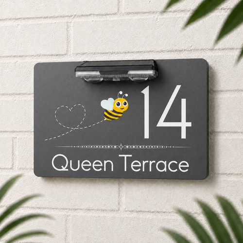 House number sign solar - house,