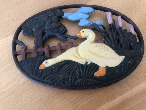 Vintage cast iron goose geese - cast,