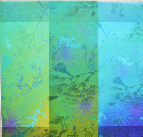 Sheets blue fern - blue, mauve