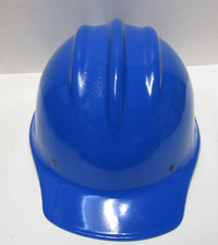 Vtg BULLARD 502 WHITE Painted Blue Fiberglass Hard Boiled HARD HAT IRONWORKER
