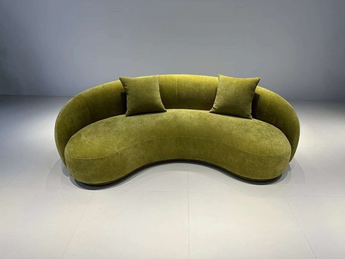 Curved olive green velvet - olive,
