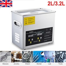 UK 2/3.2L Digital Ultrasonic Cleaner Ultra Sonic Bath Cleaning Tank Timer Heater