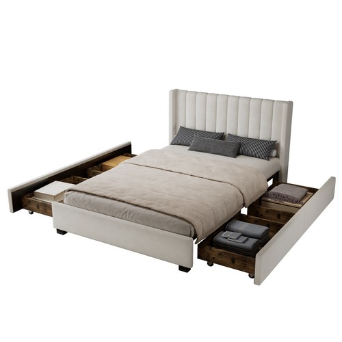 Double velvet upholstered bed - double,