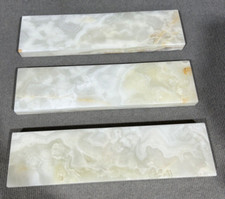 Italian Art Deco Marble Display Plinth Stand Base Slab in White Onyx 38x10x2.5cm