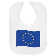 'Waving European EU Flag' Soft Cotton Baby Bib (BI00055841)