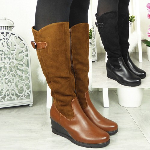 Wedge boots mid - wedge, calf