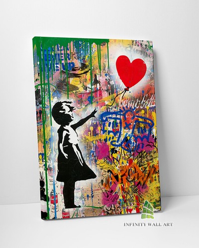 Red balloon girl graffiti - balloon,