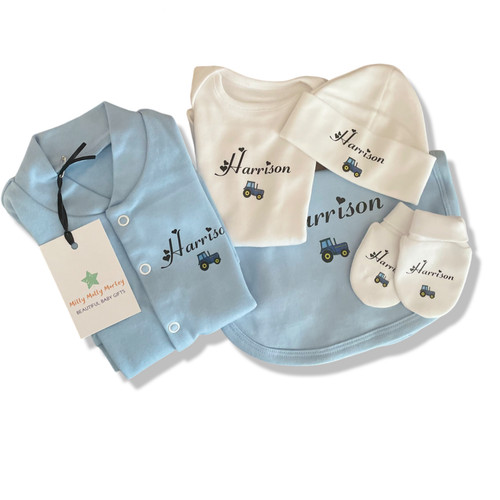 Personalised tractor sleepsuit - personalised,