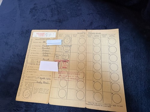 Humber hawk log book - humber,