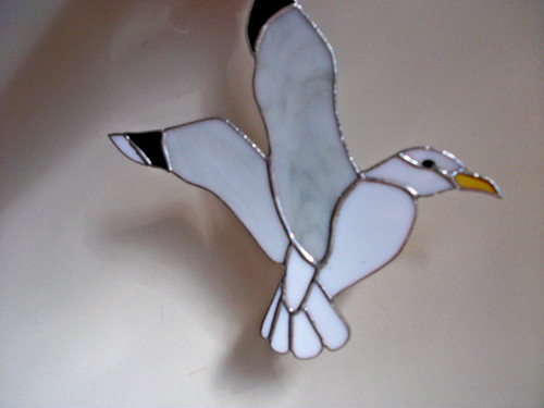 Stained glass seagull handmade - glass,