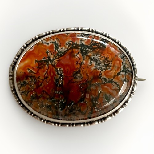 Sterling silver moss agate - silver,