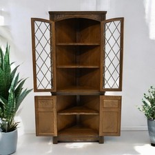 Oak Corner Display Cabinet Old