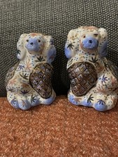 PAIR OF BLUE GILDED ENAMELED
