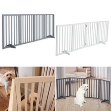Dog Safety Folding Wooden Pet Gate Portable Indoor Barrier 1.8M w/4 Panels Large