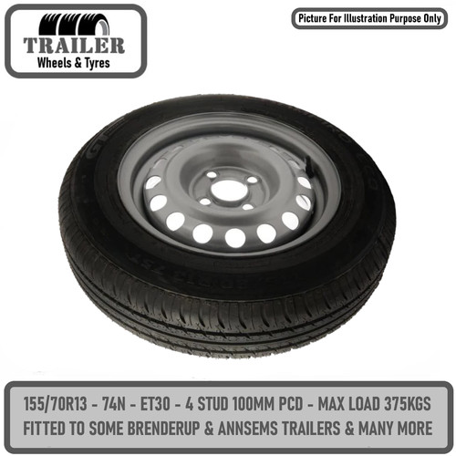 Trailer wheel rim and tyre - wheel,