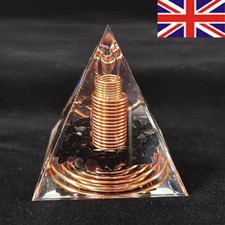 Copper Coil Spiral Orgonite Pyramid Obsidian Orgone Meditation Healing Energy