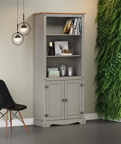 Corona bookcase grey wax - grey,