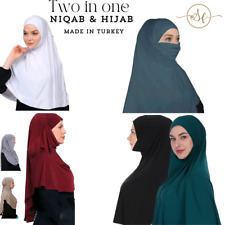 Top Quality Soft Tie-Back 2 in 1 Niqab Long Modest Hijab Jilbab Khimar Abaya