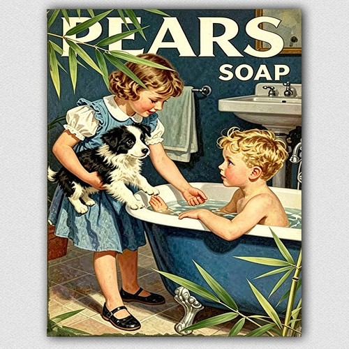 Metal wall sign pears soap - sign,