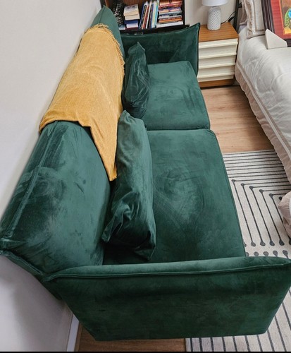 Green velvet sofa seater - green,