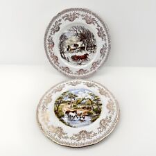 2 Plates Gainsborough Bone China Collectors Farmstead And Winter Scene  Decor